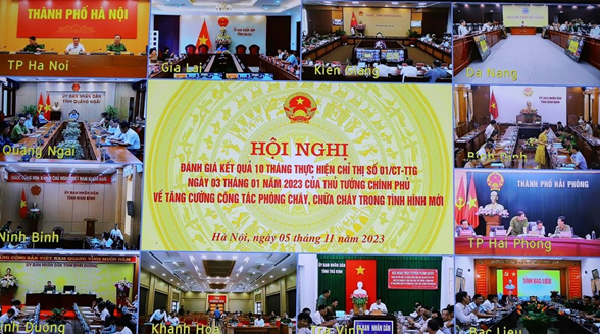 Hội nghị trực tuyến toàn quốc đánh giá kết quả 10 tháng thực hiện Chỉ thị số 01/CT-TTg ngày 03/01/2023 của Thủ tướng Chính phủ về tăng cường công tác PCCC trong tình hình mới